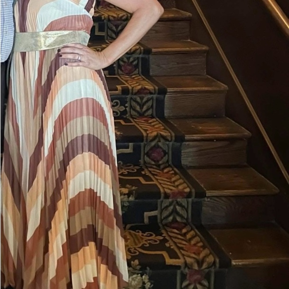 Striped Pleated Maxi Dress